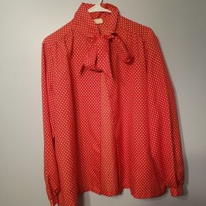 Vintage red and white polka dot blouse